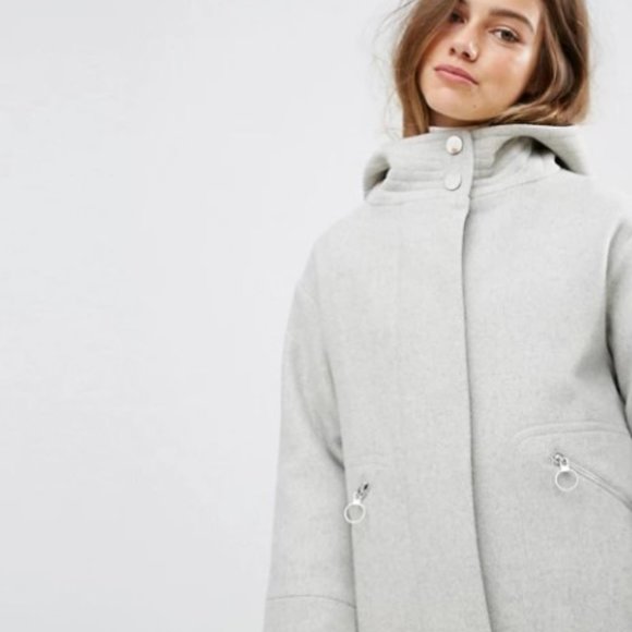 ASOS Gray Hooded Parka Coat with Formal Styling - Picture 8 of 16